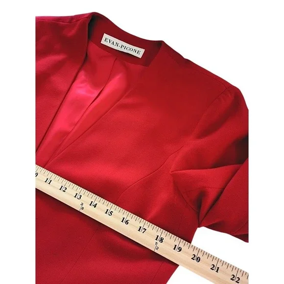 Evan Picone Red 100% Wool Blazer Jacket Size 10 V Neck Professional or Casual